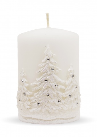 Pl white Winter candle trees roller small