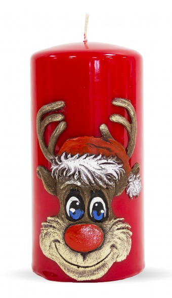 Pl red. Rudolf candle. Medium