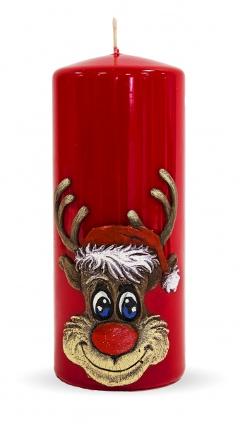Pl red Rudolf candle roller big