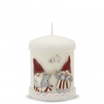 Pl white Candle gnomes cylinder small