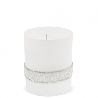 Pl white candle crystal glass pearl