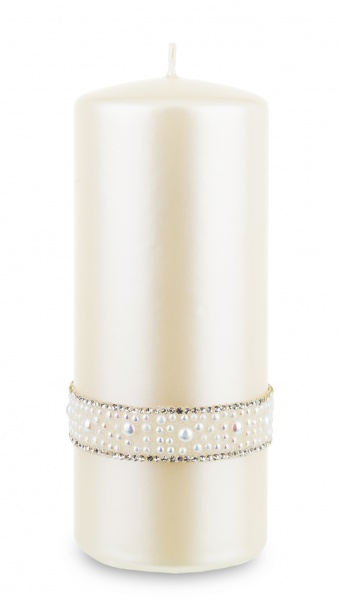 En Large, creamy crystal opal pearl candle