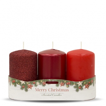 Pl red Christmas Candle 3-pack roller