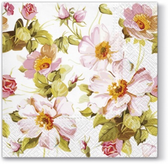 Pl nap serviettes tat ed flowers in pastel white