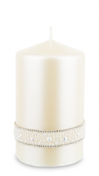 Pl Candle crystal opal pearl cylinder Medium cream fi8