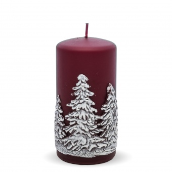 Pl burgundy. Winter candle. Trees, roller. Medium