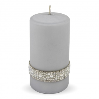 Pl gray pearl Candle crystal cylinder Medium