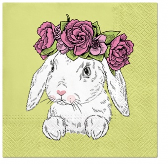 Pl napkins bunny in wreath