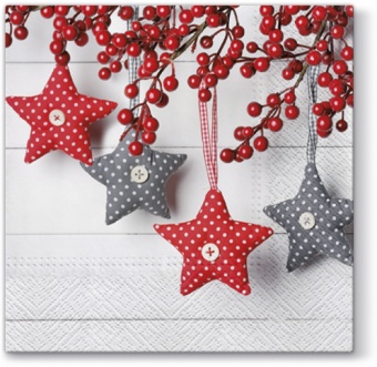 Pl nap serviettes tat bn gray-red stars