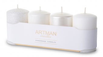 Pl Christmas candle 4-pack mix white