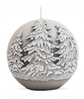 Pl gray Winter candle trees ball 10