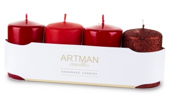 Pl Christmas candle 4-pack mix red