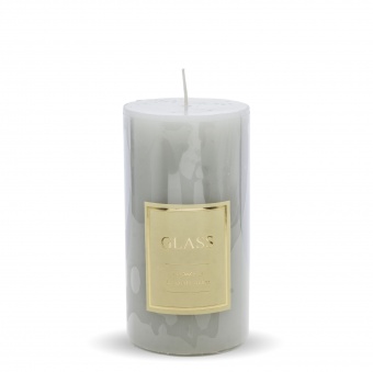 Pl gray Świeca glass Christmas.zapach.walec Medium fi7