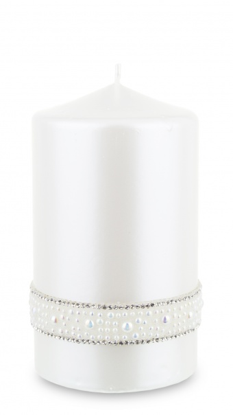 Pl Candle crystal opal pearl cylinder Medium white fi8