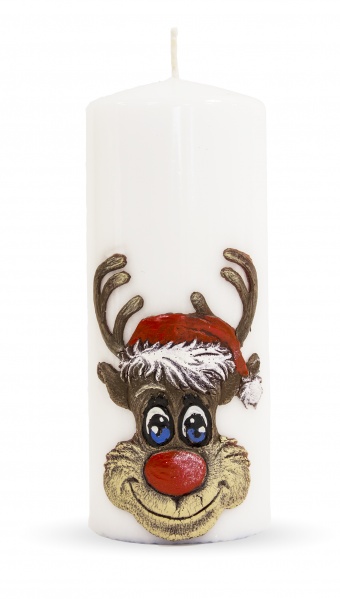 Pl white Rudolf candle roller big