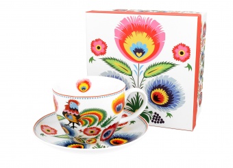 Pl cup with saucer 470 ml jumbo Lowicz