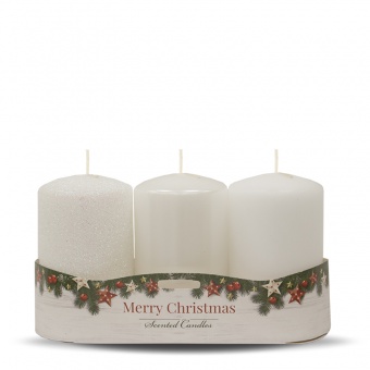 Pl white Christmas Candle 3-pack roller