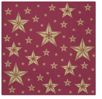 Pl napkins beautiful stars dark red