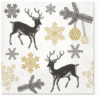Pl winter napkins gold stags