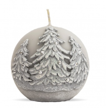 Pl gray Winter candle trees ball 8