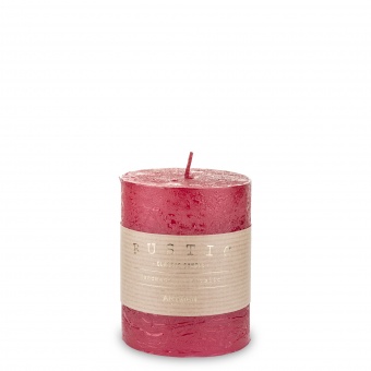 Pl Candle rustic metalic roller small red