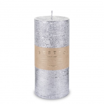 Pl Candle rustic metalic big silver roller