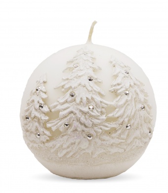 Pl white Winter candle trees ball 10