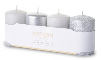 Pl Christmas candle 4-pack mix silver