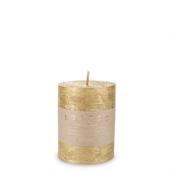 Pl Candle rustic metalic small gold cylinder