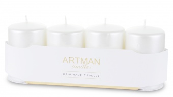 Pl Christmas candle 4-pack metalic white