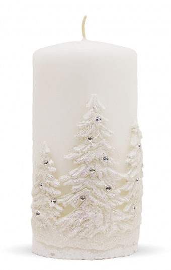 Pl white Winter candle trees roller Medium