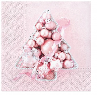 Pl napkins pink baubles tree