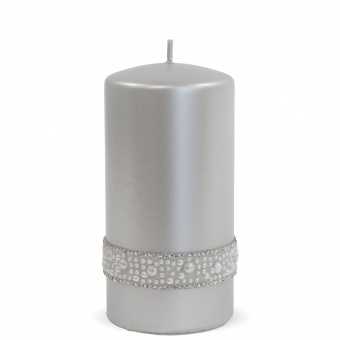Pl silver Candle crystal opal cylinder Medium