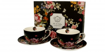 Pl kpl. 2 cups with saucers vintage flowers