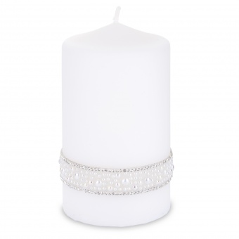 Pl white pearl candle crystal cylinder Medium fi8
