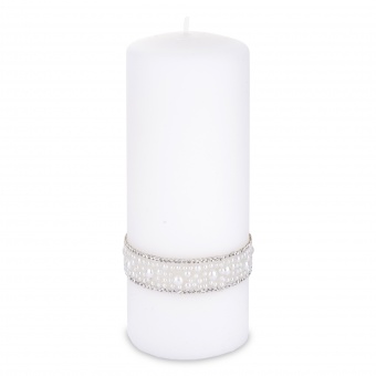 Pl white pearl candle crystal roller big